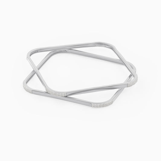 Opulent Square Silver Bangle