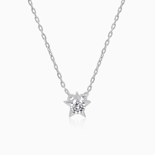Star Silver Solitaire Pendant Necklace