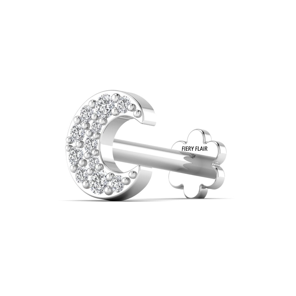 Moon shape Lab Diamond Nose Pin
