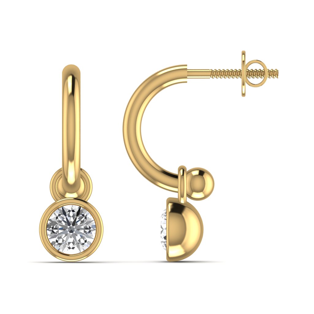 Solitaire Diamond C-Hoop Earrings