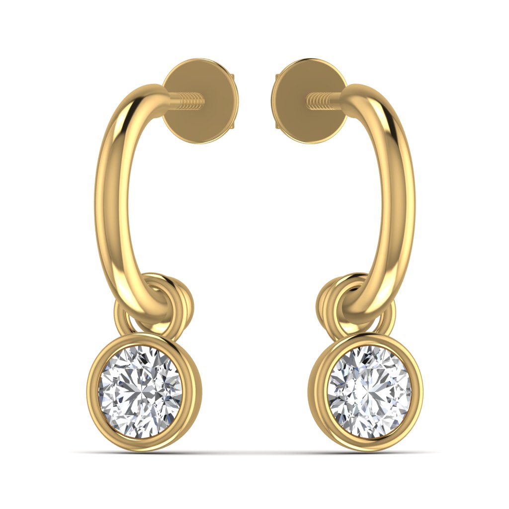 Solitaire Diamond C-Hoop Earrings