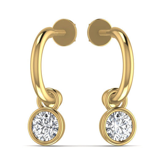 Solitaire Diamond C-Hoop Earrings