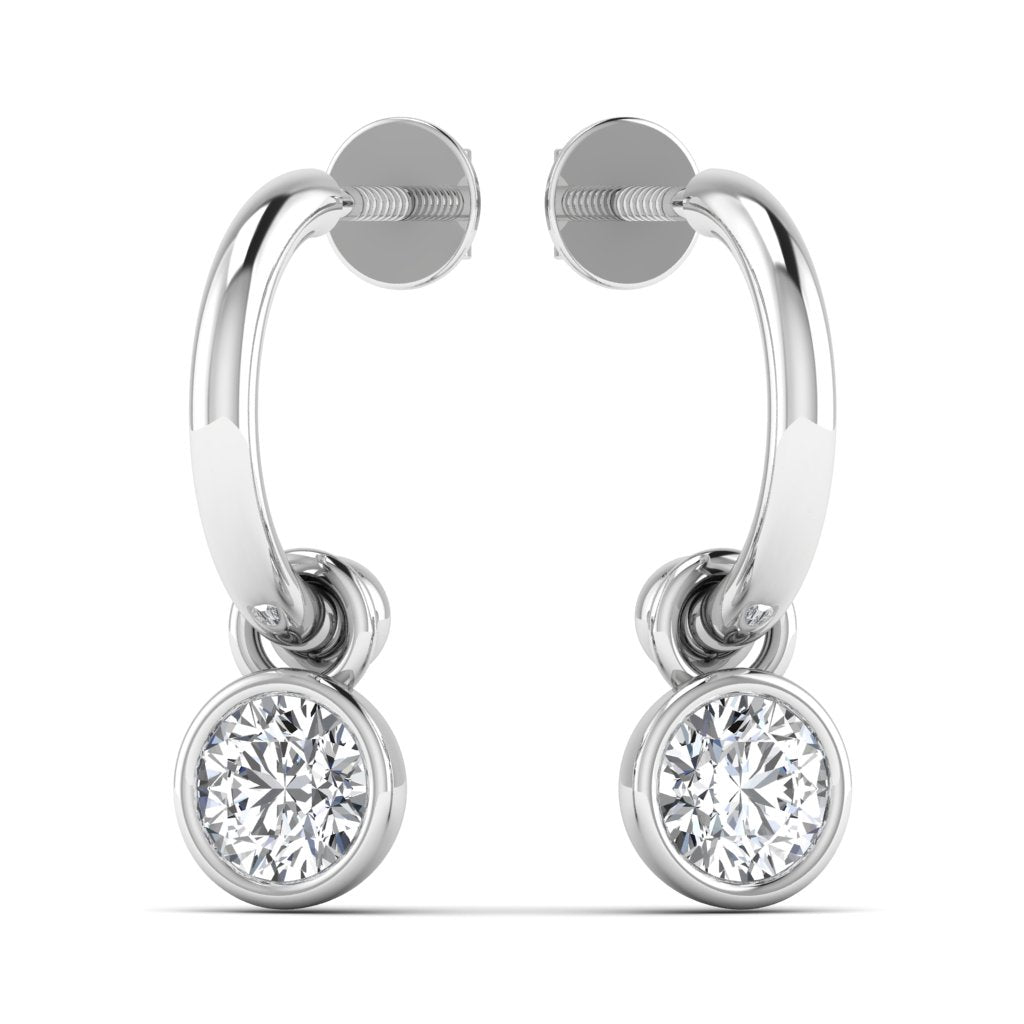 Solitaire Diamond C-Hoop Earrings