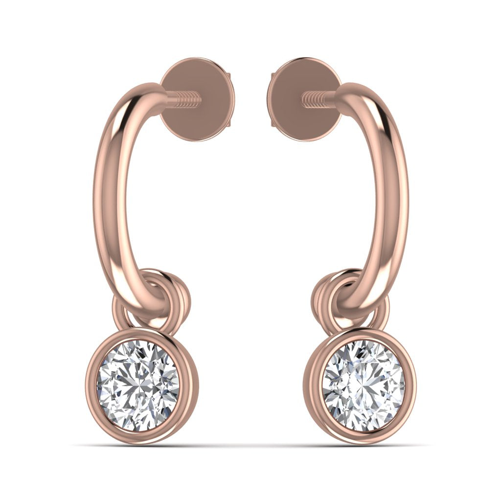 Solitaire Diamond C-Hoop Earrings