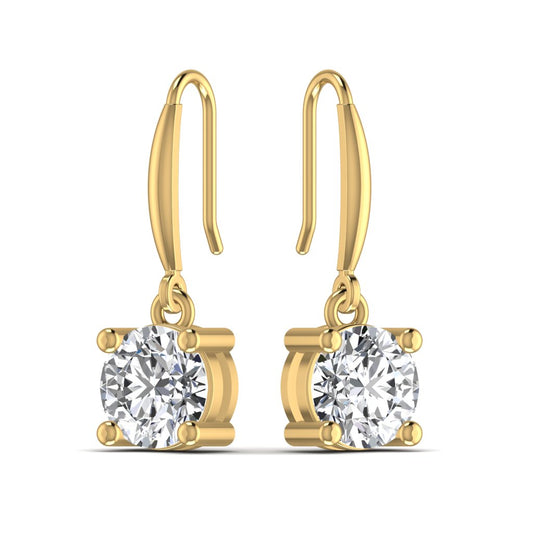 Round Diamond Drop Earrings
