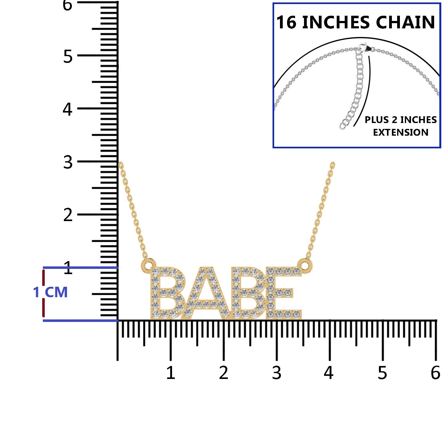 'BABE' Letter Silver Necklace