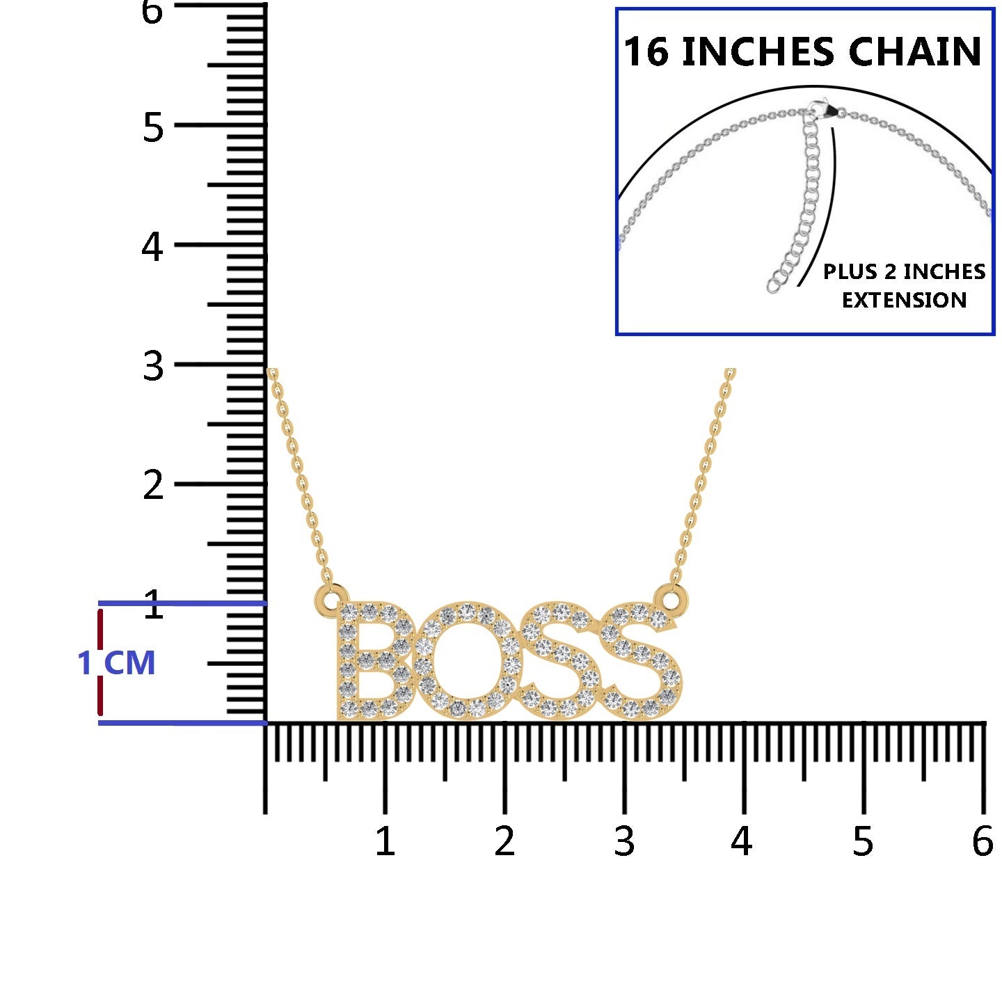 'BOSS' Letter Silver Pendant Necklace