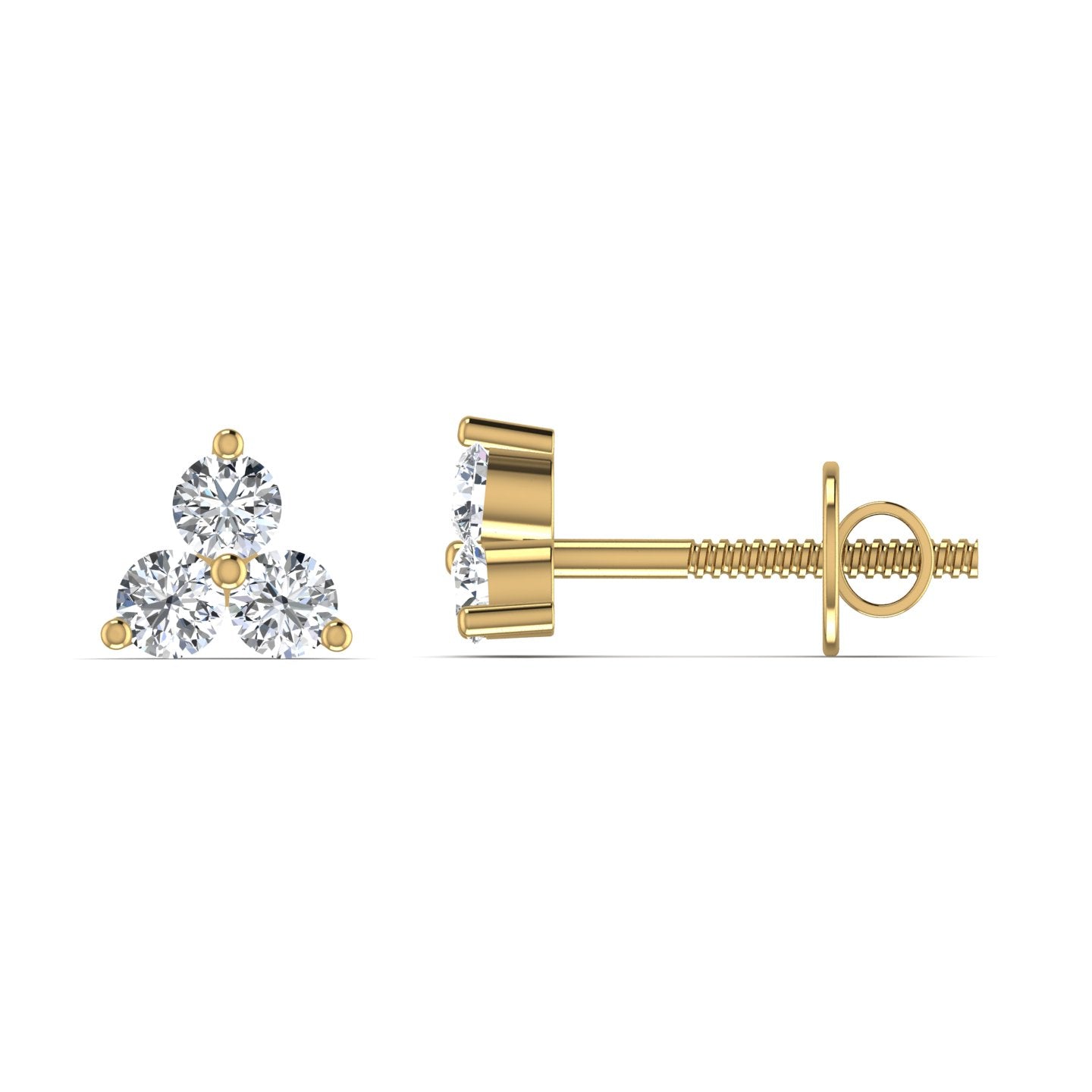 Triple Diamond Stud Earring