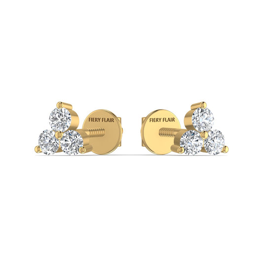 Triple Diamond Stud Earring