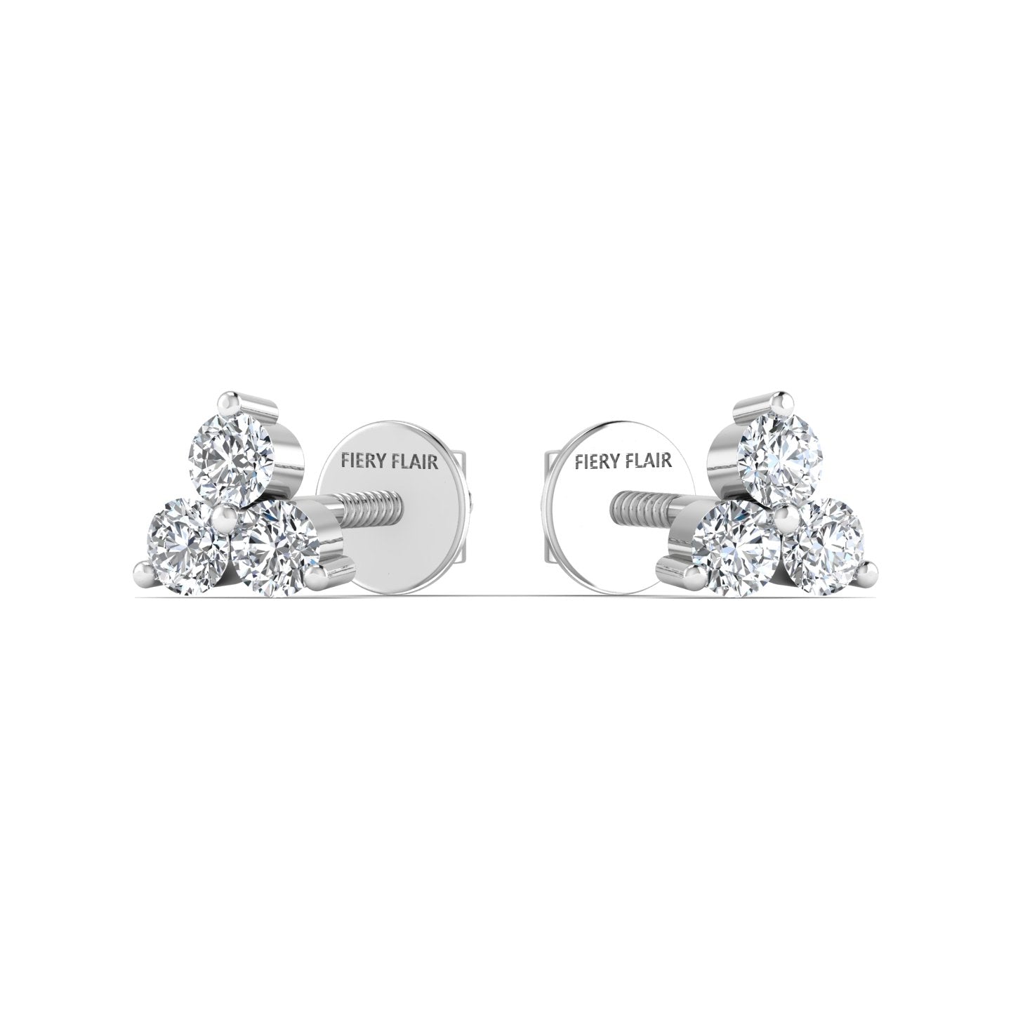 Triple Diamond Stud Earring