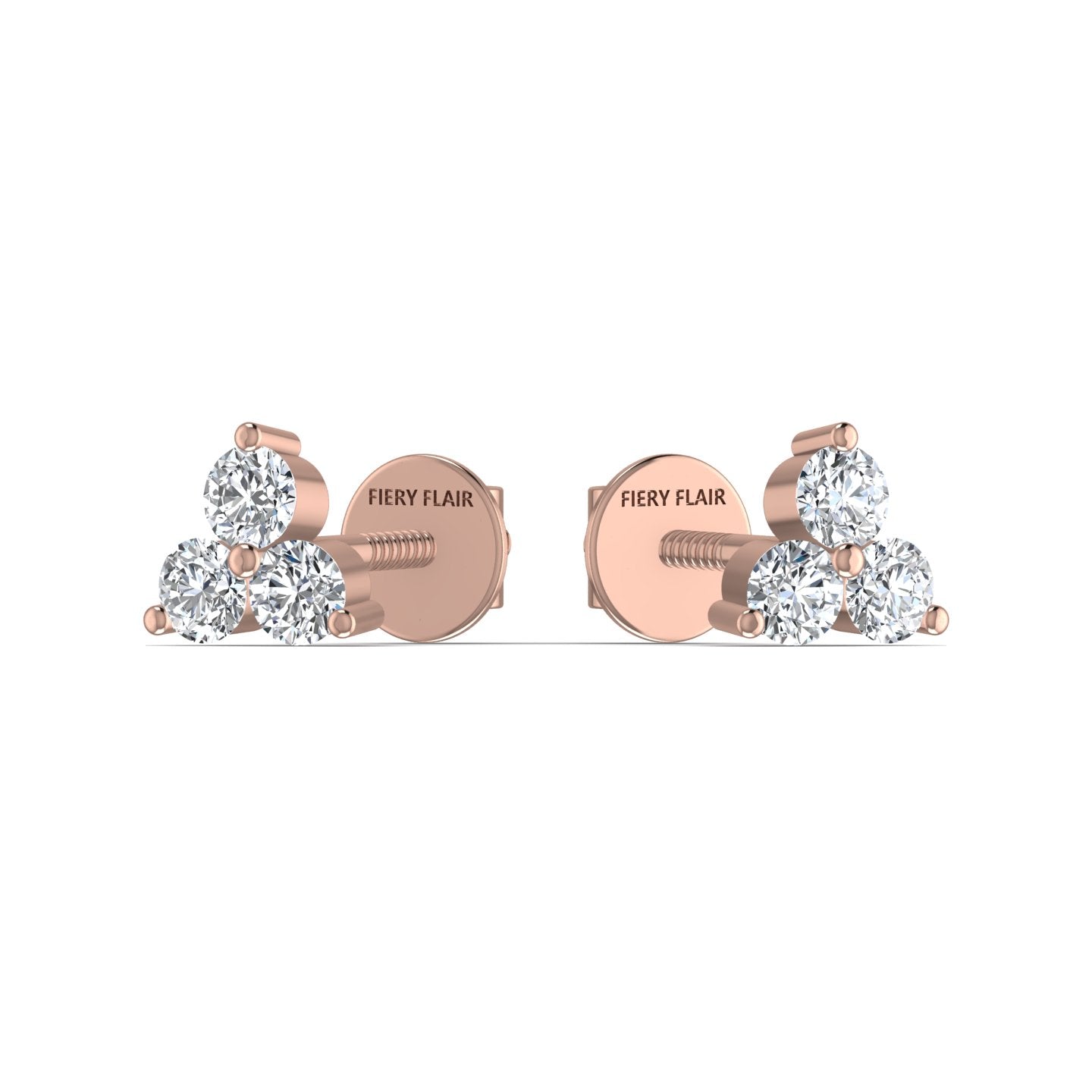 Triple Diamond Stud Earring