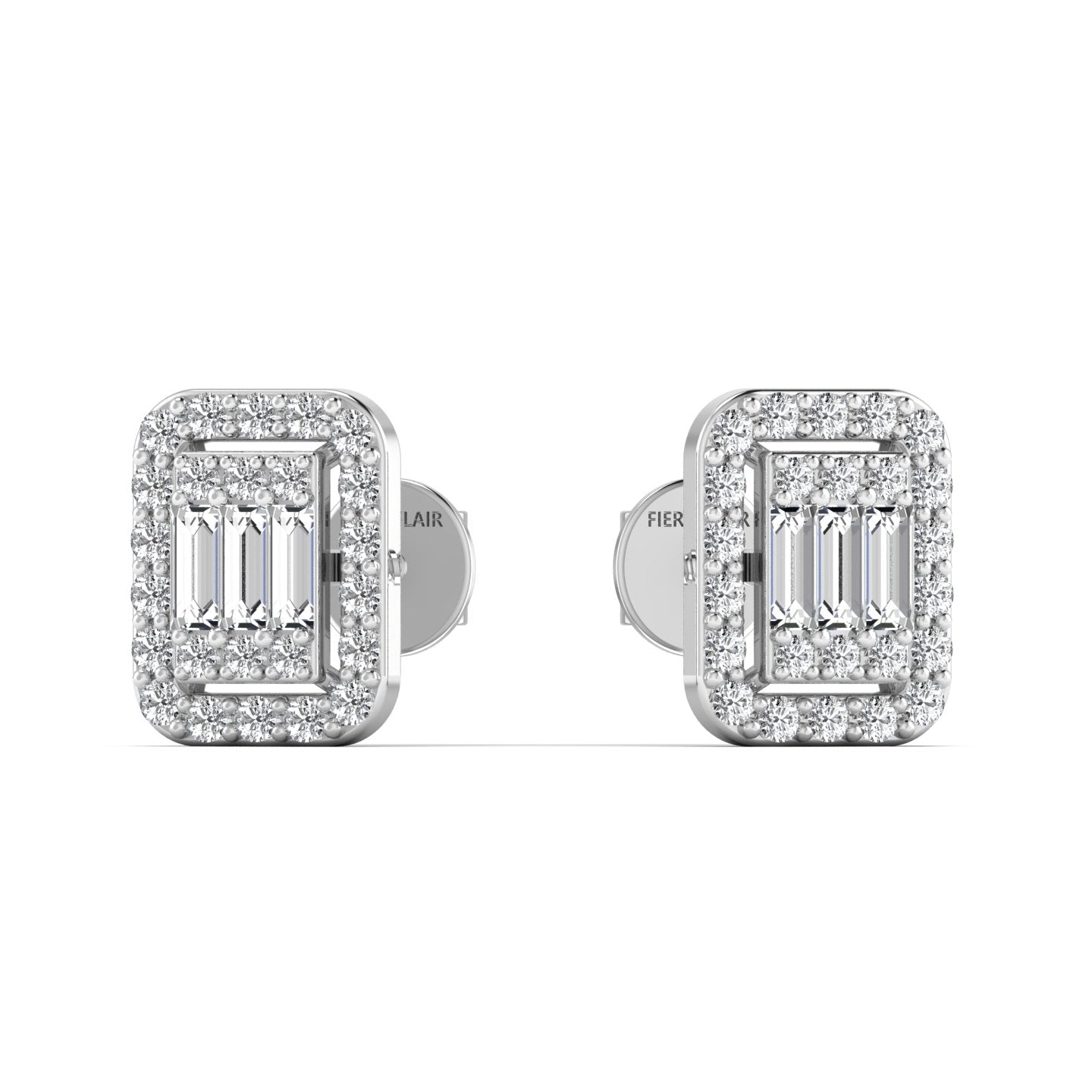 Emerald Diamond Stud Earrings