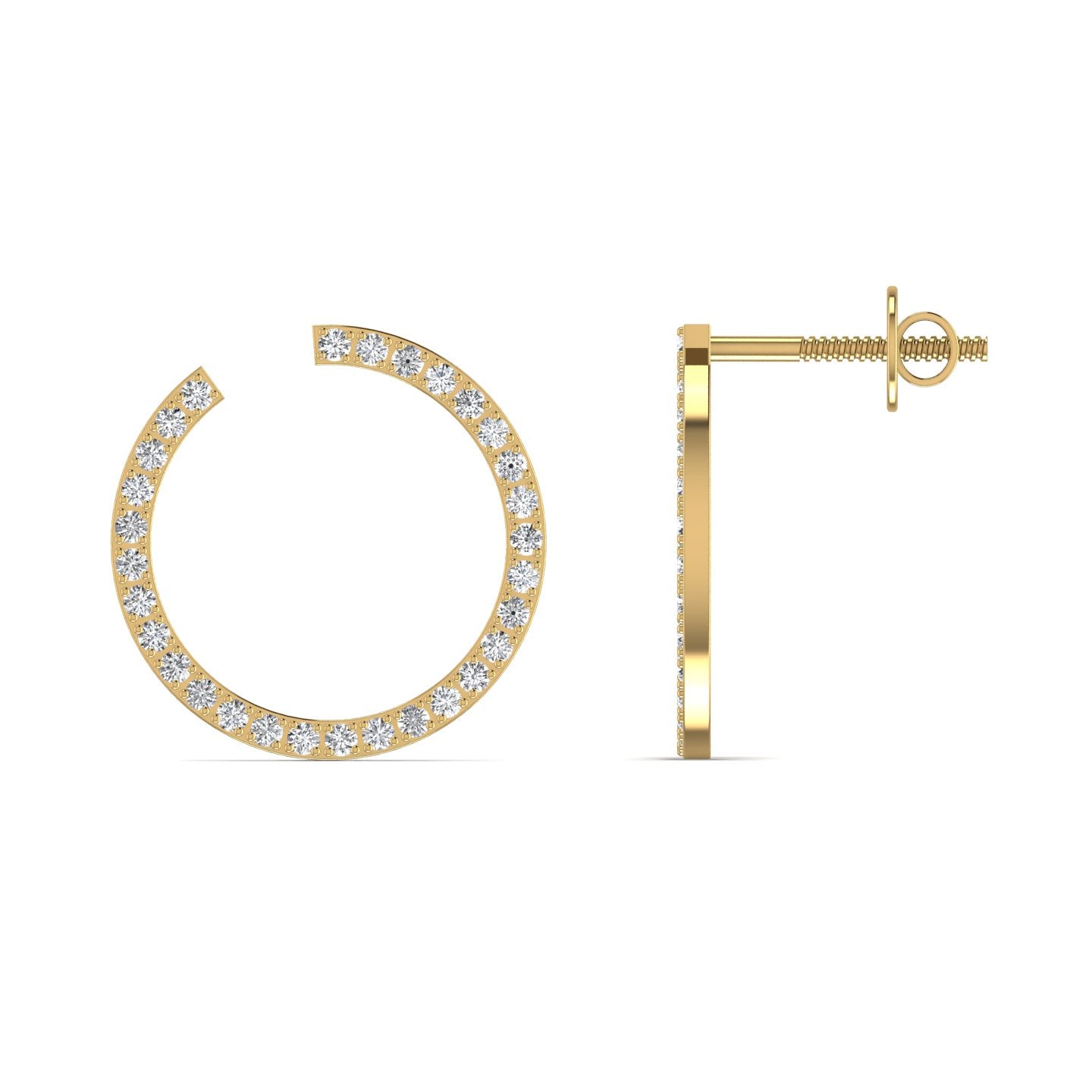 Open Circle Diamond Stud Earrings