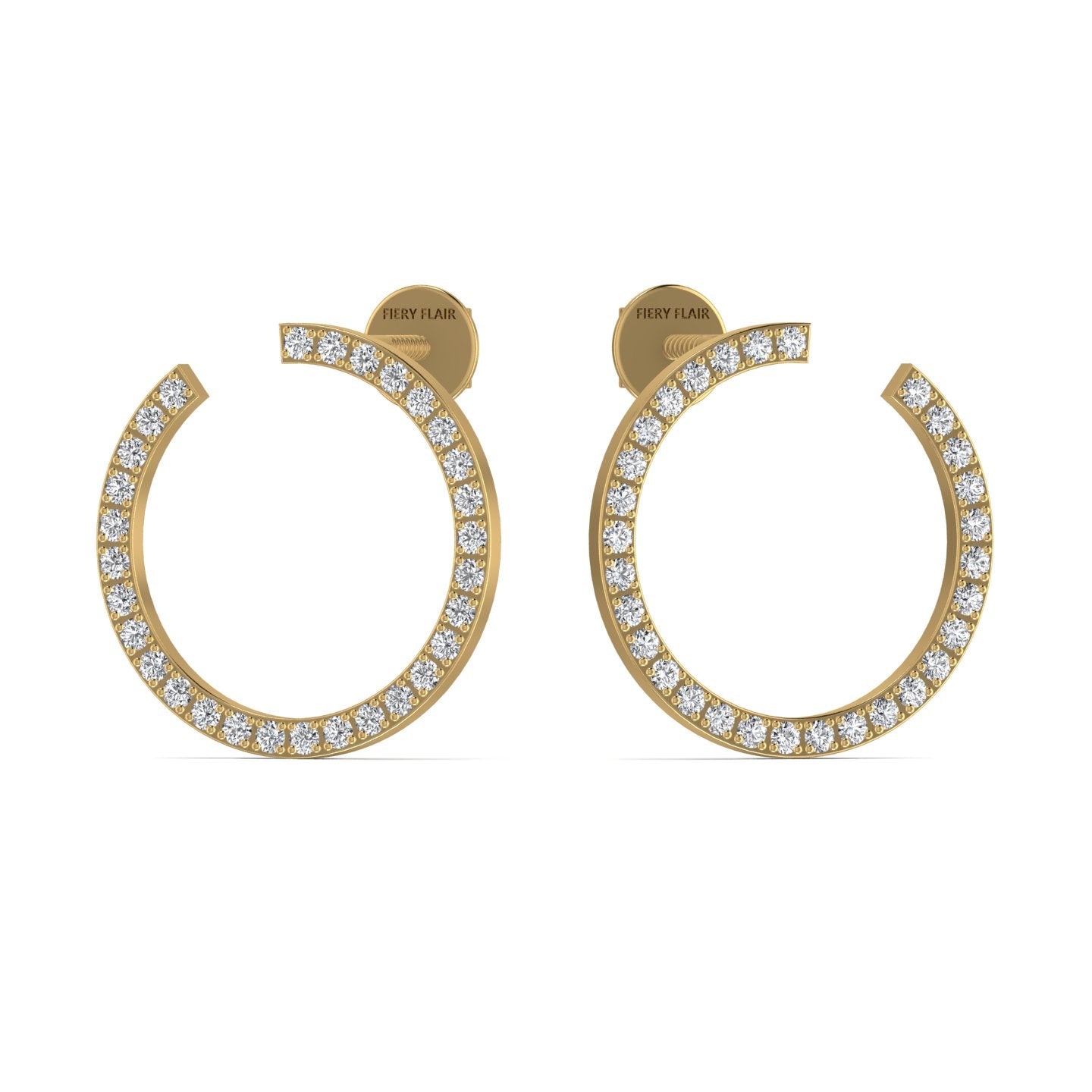 Open Circle Diamond Stud Earrings