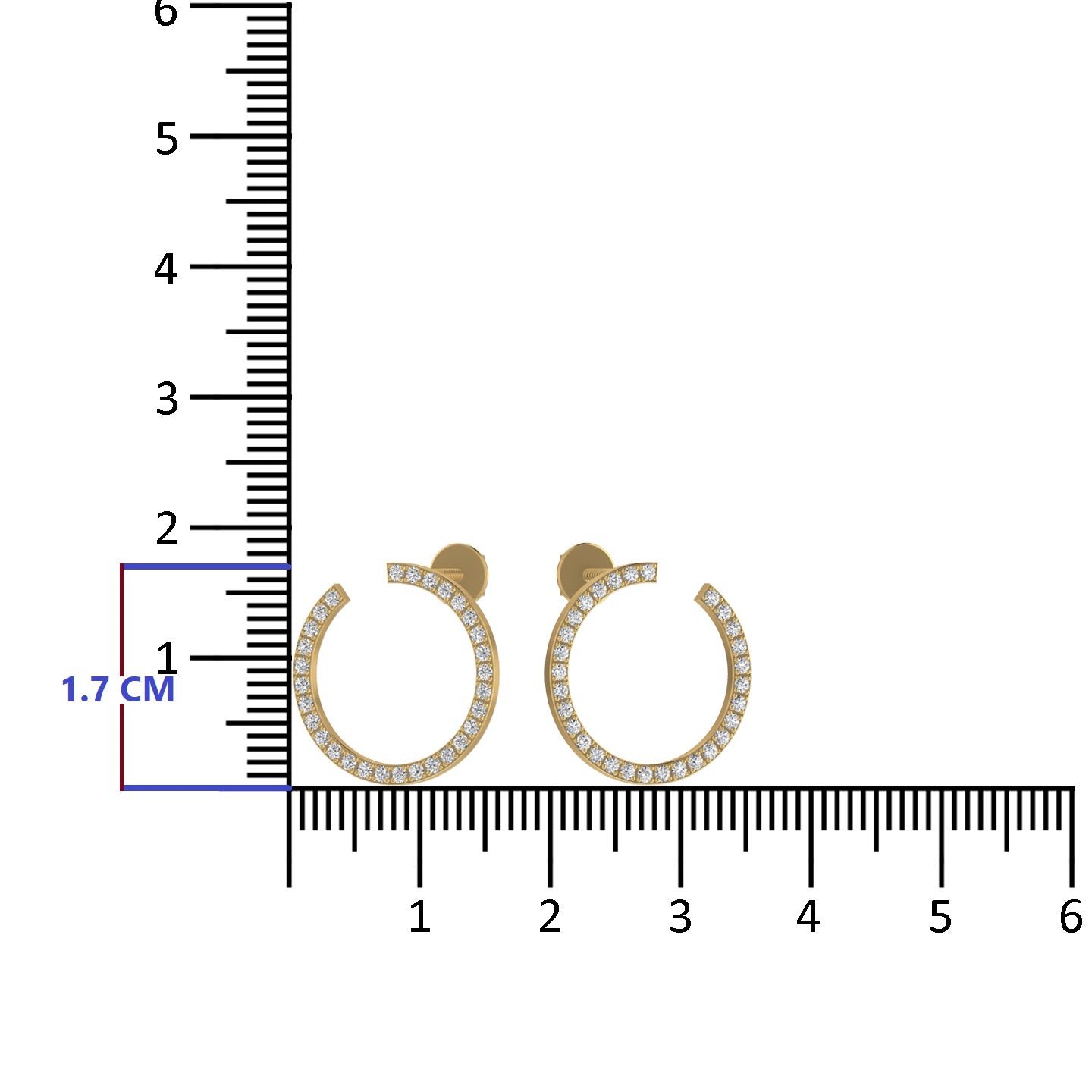 Open Circle Diamond Stud Earrings