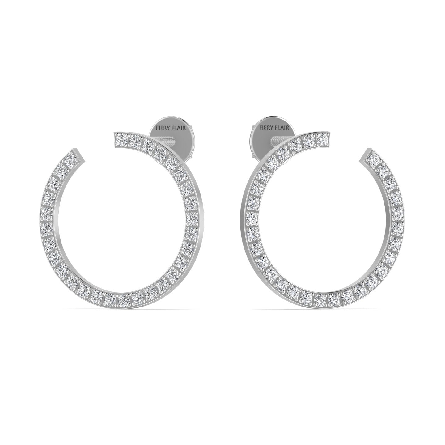 Open Circle Diamond Stud Earrings