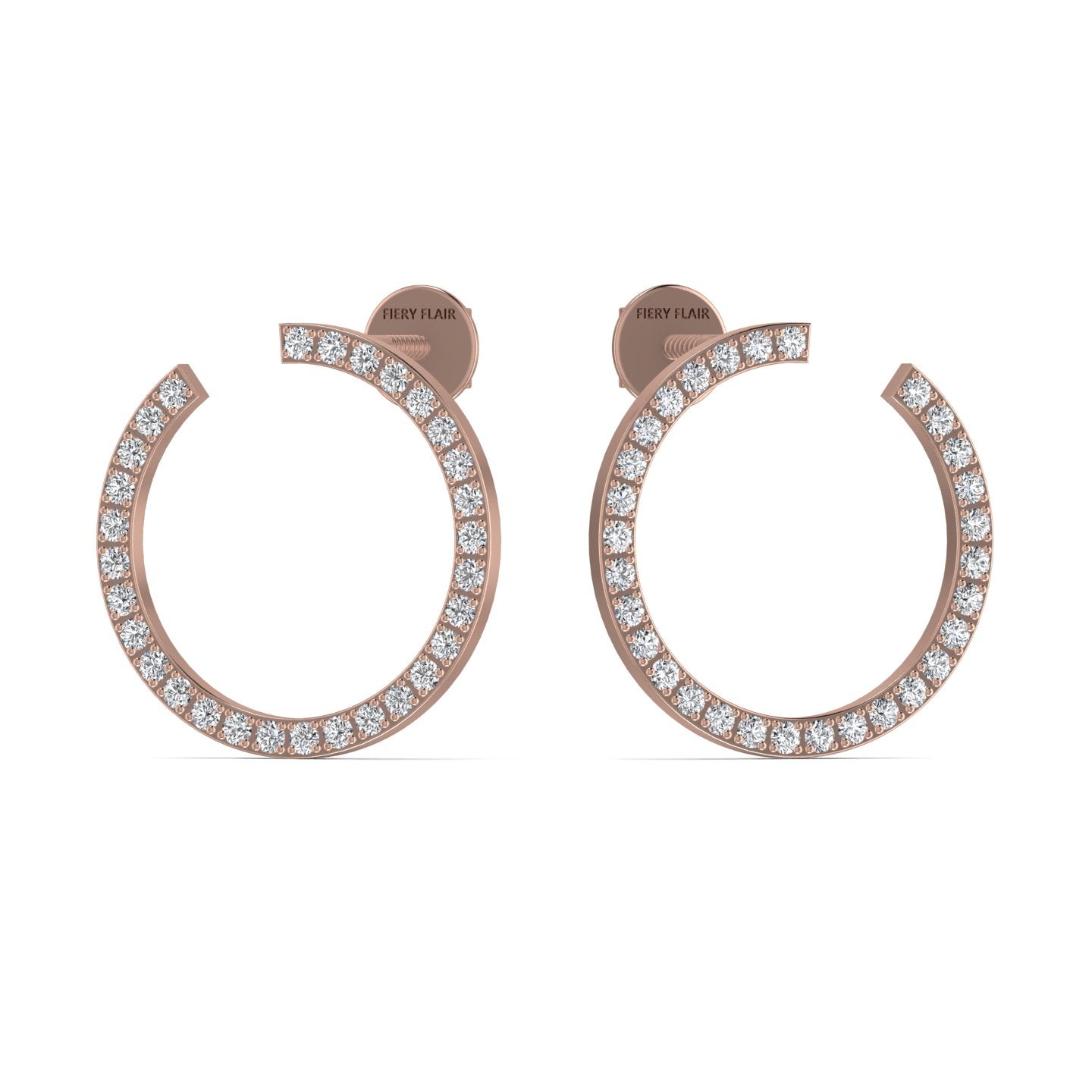 Open Circle Diamond Stud Earrings