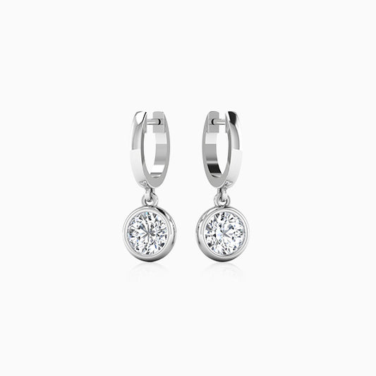 Solitaire Silver Hoop Earring
