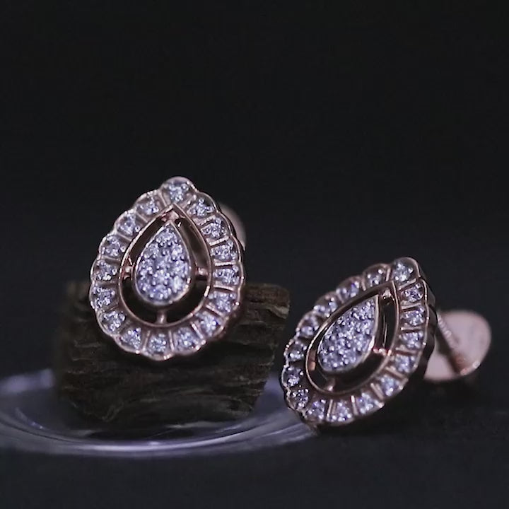 Pear Shape Silver Stud Earrings