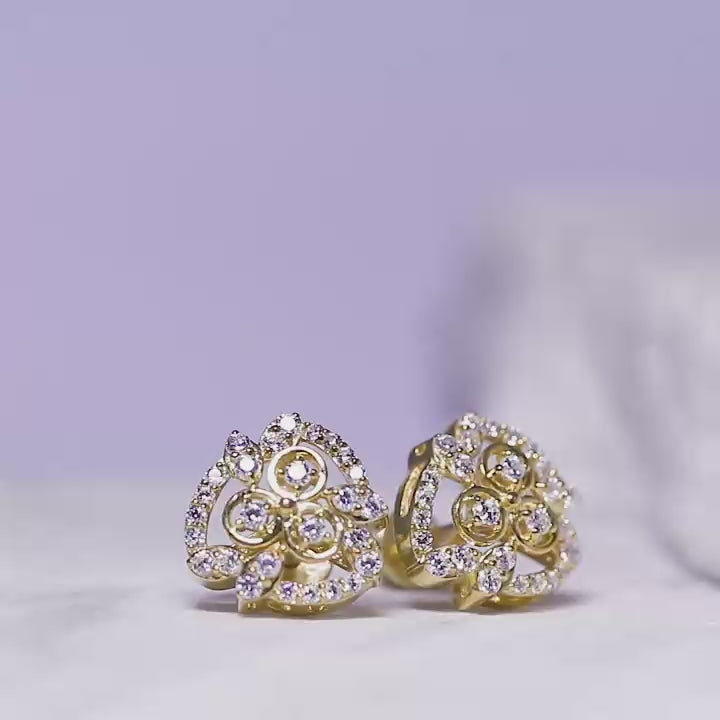 Silver Leafy Circle Stud Earrings