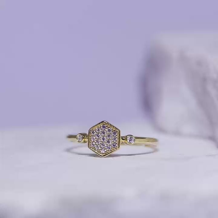 Hexagonal Silver Ring