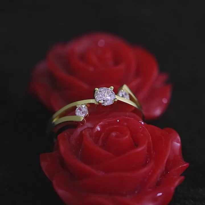 Three Stone Sterling Silver Ring