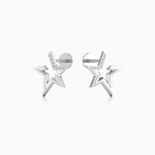 Open Star Silver Stud Earring